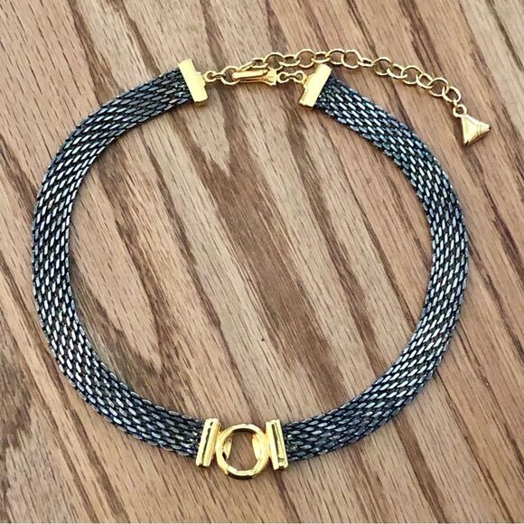 Liz Claiborne | Two-Tone Mesh Collar Necklace | 16” Adjustable - Picture 1 of 4